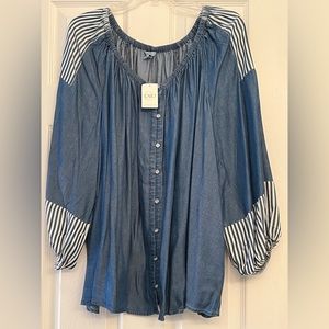 Cato Chambray long sleeve oversized casual shirt, new with tags.